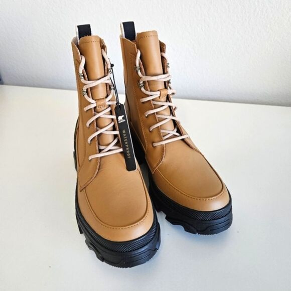 NWT Sorel | Brex Lug Leather Lace Up Waterproof Brown Boot, Women's 9 - Picture 8 of 11